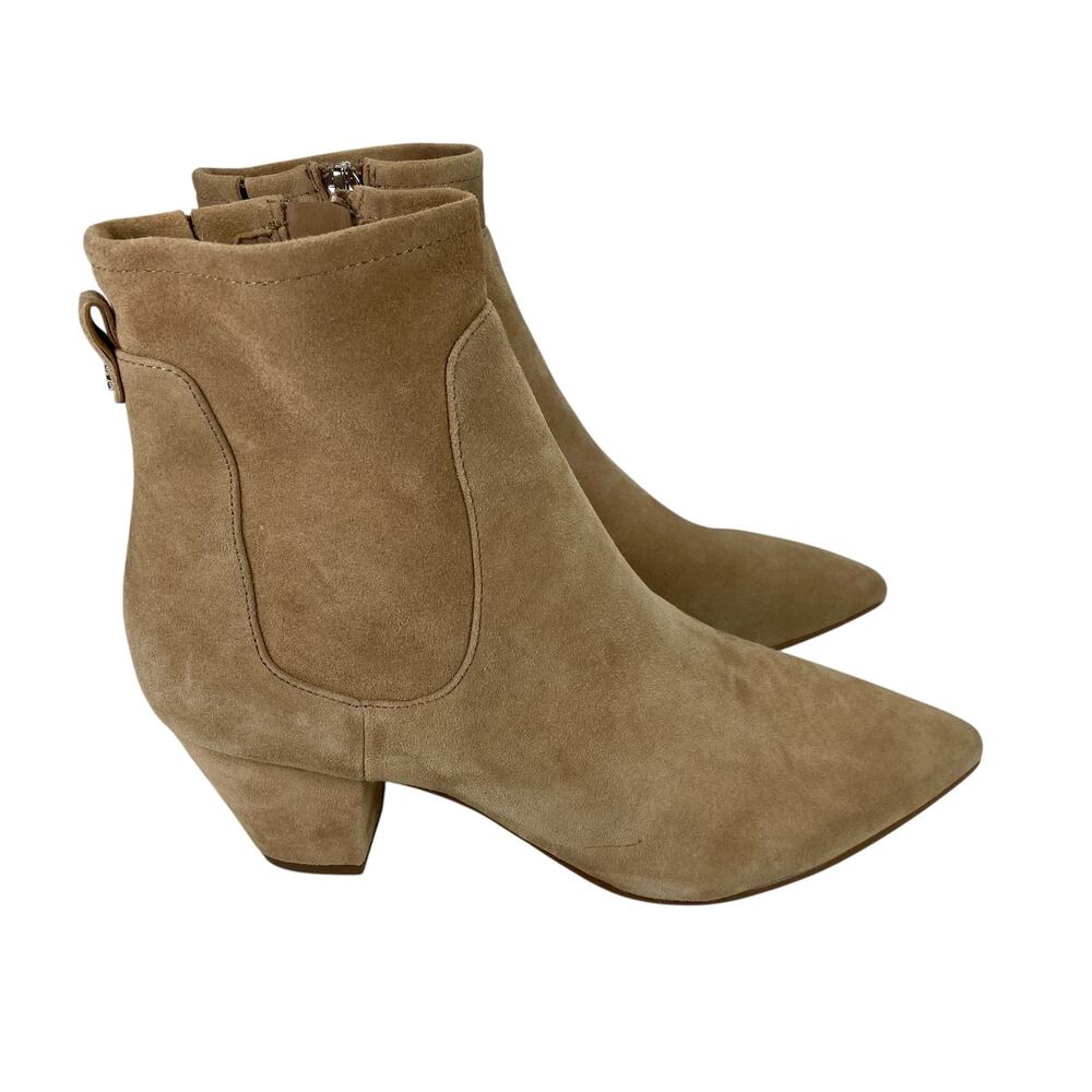 Sam Edelman Karlee Tan Suede Pointed Toe Block Heel Bootie Women Size 7